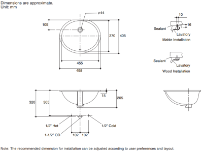 K-23884X-WK อ่างล้างหน้าแบบฝังใต้เคาน์เตอร์ รุ่น TORINO