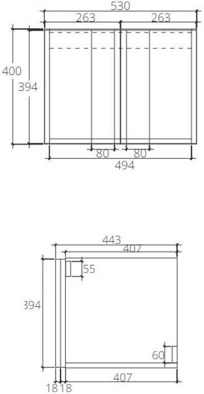 V01571 ตู้ใต้อ่างแบบแขวนผนัง ใช้คู่กับอ่างล้างหน้ารุ่น C0156