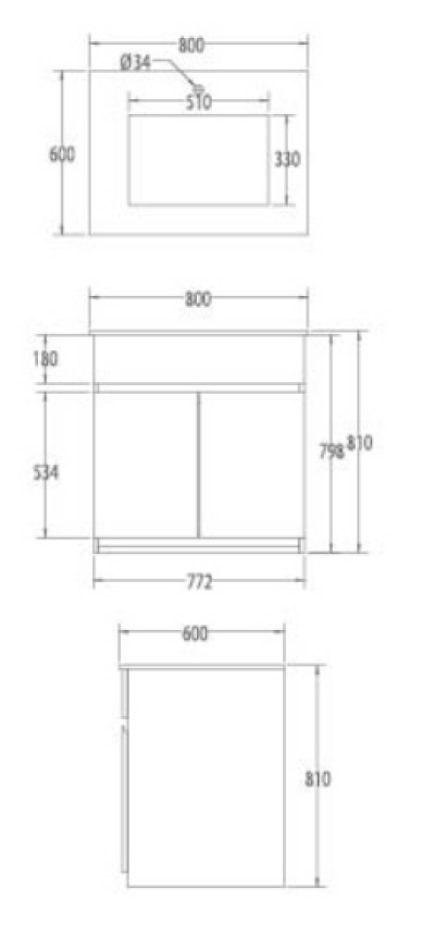 V0181 ตู้เก็บของใต้อ่างล้างหน้าแบบตั้งพื้น สำหรับอ่าง ฟรีเซีย C0511 สีขาวมุก High gloss 800 x 600 x 810 มม.