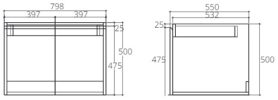 V0511P3 ตู้เก็บของใต้อ่างล้างหน้าแบบแขวนผนัง สำหรับอ่าง C05117