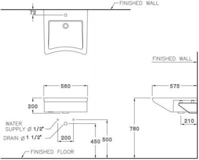 SC00537 อ่างล้างหน้า แบบแขวนผนัง รุ่น FOR ALL