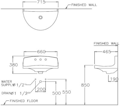 C09107 อ่างล้างหน้า แบบแขวนผนัง รุ่น TERRANOVA