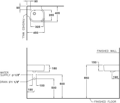 C04017 อ่างล้างหน้า แบบแขวนผนัง รุ่น SPACE CORNER