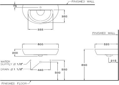 C03047 อ่างล้างหน้า แบบแขวนผนัง รุ่น PARAGON