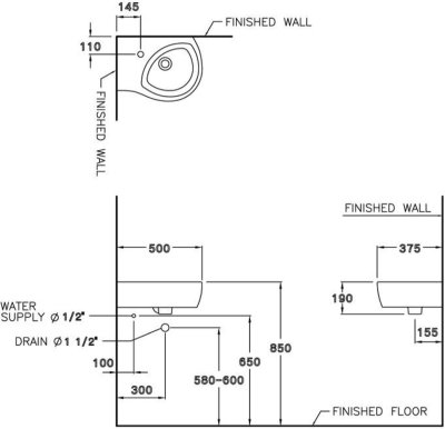 C02807 อ่างล้างหน้า แบบแขวนผนัง รุ่น HIS