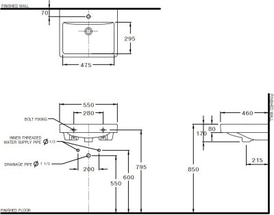 C0156 อ่างล้างหน้า แบบแขวนผนัง รุ่น VIVA