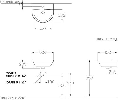 C01547 อ่างล้างหน้า แบบแขวนผนัง รุ่น LIVING