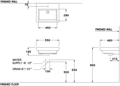 C01397 อ่างล้างหน้า แบบแขวนผนัง รุ่น QUADO