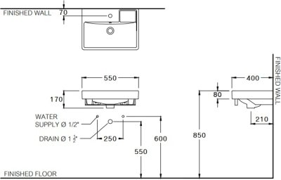 C00637 อ่างล้างหน้า แบบแขวนผนัง รุ่น POSE