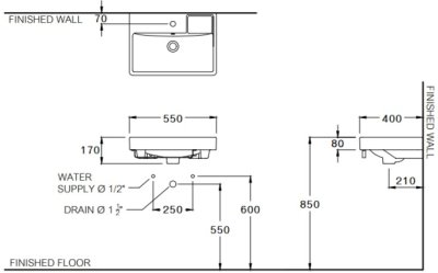 C006317 อ่างล้างหน้า แบบแขวนผนัง รุ่น POSE