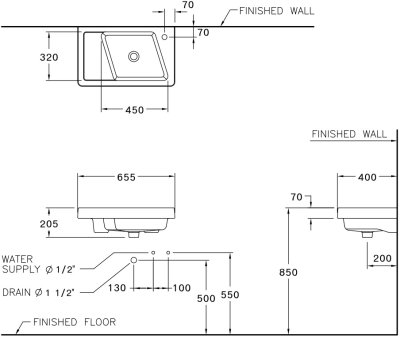 C0061 อ่างล้างหน้า แบบแขวนผนัง รุ่น PARVIS