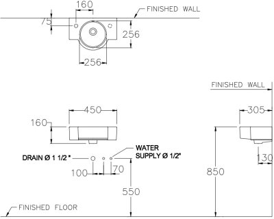 C00547 อ่างล้างหน้า แบบแขวนผนัง รุ่น SPACE WALL HUNG