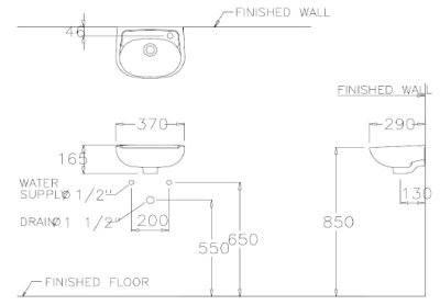 C0051 อ่างล้างหน้า แบบแขวนผนัง รุ่น AIDA