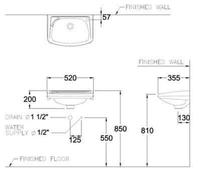 P55000 อ่างล้างหน้า แบบแขวนผนัง