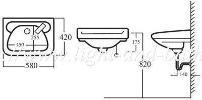  6170-WT อ่างล้างหน้า แบบแขวนผนัง