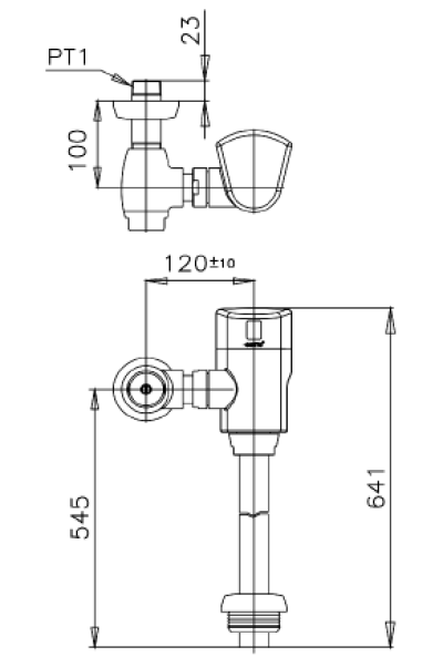 CT485NS ฟลัชวาล์วอัตโนมัติโถสุขภัณฑ์ชนิด TOP INLET