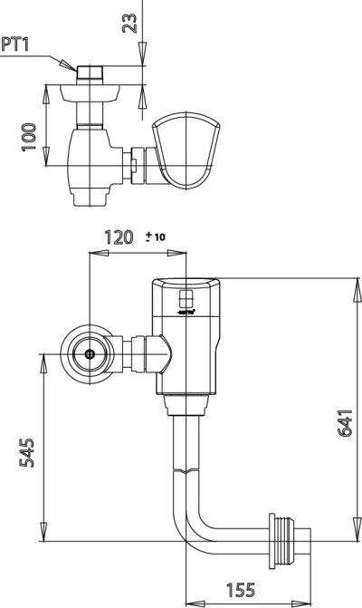 CT485NL ฟลัชวาล์วอัตโนมัติโถสุขภัณฑ์ชนิด BACK INLET 