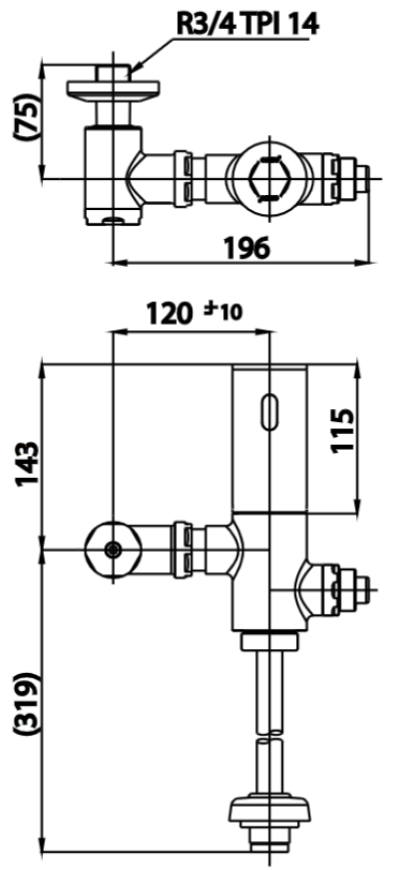CT4806DCDUF ฟลัชวาล์วโถปัสสาวะอัตโนมัติ (แบตเตอรี่)