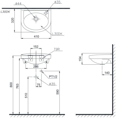 L30DK อ่างล้างหน้า แบบแขวนผนัง