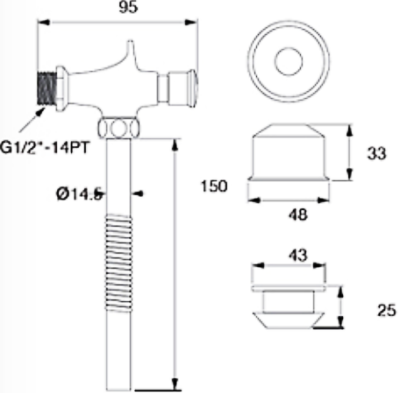 HFHOY-8120S9 ก๊อกกดโถปัสสาวะชาย แบบท่อดัดได้