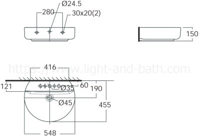 TF-0552-WT อ่างล้างหน้า แบบแขวนผนัง รุ่น CONCEPT SPHERE