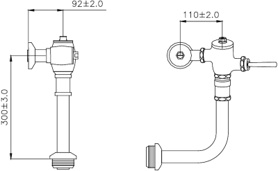PFB-101L ฟลัชวาล์ว โถสุขภัณฑ์ แบบก้านโยก