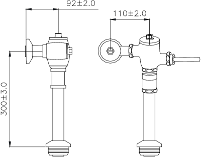 PFB-101 ฟลัชวาล์ว โถสุขภัณฑ์ แบบก้านโยก