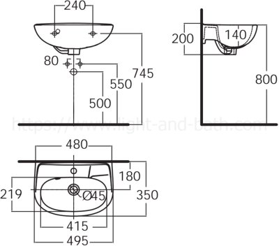 TF-0945-WT-0 อ่างล้างหน้า แบบแขวนผนัง รุ่น NEW CODIE-R