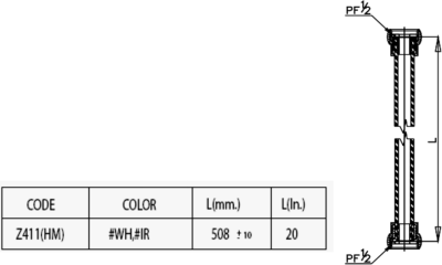 Z411#CR(HM) สายน้ำดีอ่างล้างหน้าสีโครเมี่ยมยาว 20 นิ้วicon