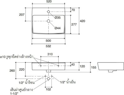 K-20843X-1-WK อ่างล้างหน้า แบบแขวนผนัง รุ่น FERN