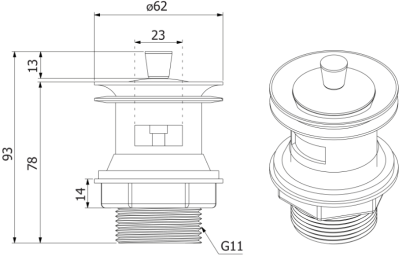 HLA01-LA101F สะดืออ่างล้างหน้า แบบดึงล็อค