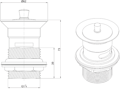 HLA01-LA001 สะดืออ่างน้ำล้นมีรู (แบบดึงล็อค)