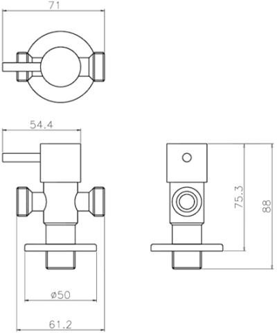 WS-0314 สต๊อปวาล์วแบบ 2 ทาง ขนาด 1/2 นิ้ว (4 หุน) รุ่น WANG