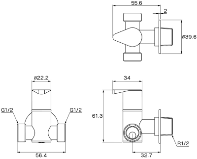 WS-1412 วาล์วเปิด-ปิดน้ำ แบบเข้า 1 ออก 2 รุ่น DEW DROPS