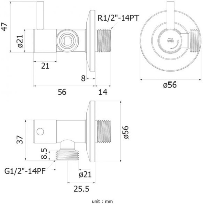 HFVJC-9120K13 STOP VALVE 2 ทาง พร้อมฝาครอบ รุ่น BONNY