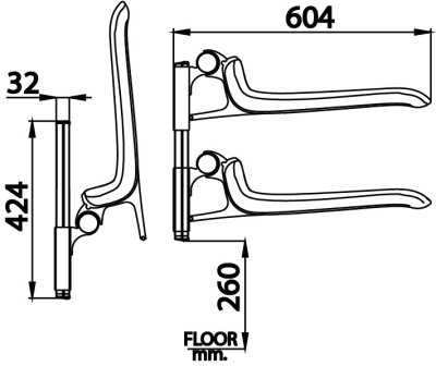 CT0183#WH เก้าอี้อาบน้ำติดผนังแบบพับเก็บได้(ปรับระดับความสูงได้) รุ่น PRESSALIT