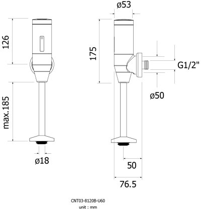 CNT03-8120B-U60 ฟลัชวาล์วโถปัสสาวะ แบบเซ็นเซอร์ รุ่น LINO