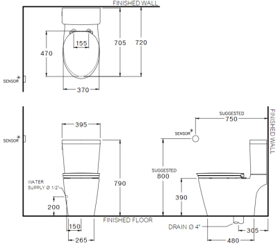 C167517 สุขภัณฑ์ แบบสองชิ้น 4.5 ลิตร รุ่น HARMONY TOUCHLESS  