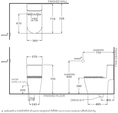 C103357 สุขภัณฑ์ แบบชิ้นเดียว 4.5 ลิตร รุ่น SIMPLY CONNECT TOUCHLESS