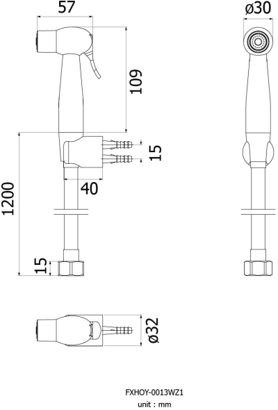 FXHOY-0013WZ1 ชุดหัวฉีดชำระทรงกลม รุ่น TWO TONE
