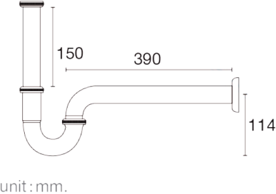 FAVHL-AP390S ท่อน้ำทิ้ง P-TRAP สแตนเลส 201 ยาว 390 มม.