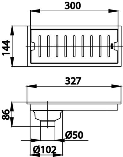 CT644Z3P(HM) รางน้ำทิ้งกันกลิ่นสำหรับท่อพีวีซีขนาด 2-3.5 นิ้ว (หน้าแปลน 5.7 X 12.9 นิ้ว)