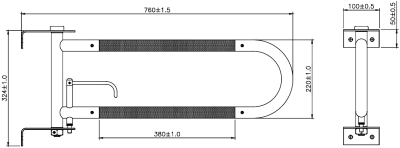 HR-5112-2-LR ราวกันลื่น แบบสวิงซ้าย-ขวา (OD 32มม) รุ่น ไม้สัก (TEAK-304)