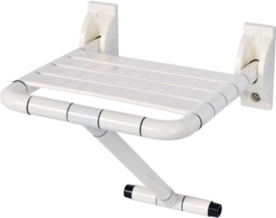 KB-02-850-AB เก้าอี้นั่งอาบน้ำติดผนัง แบบพับเก็บได้ พร้อมขาตั้งเข้าผนัง (เคลือบผิว ABS)