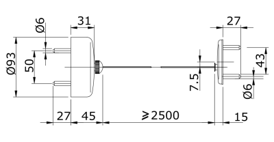 TX7 ราวแขวนผ้าแบบมีเชือกดึงกลับ (ขนาด : 2,200 มม.)