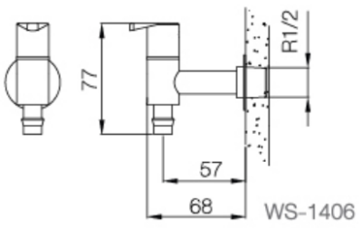 WS-1406 ก๊อกล้างพื้น แบบต่อสายยาง รุ่น DEW DROPS