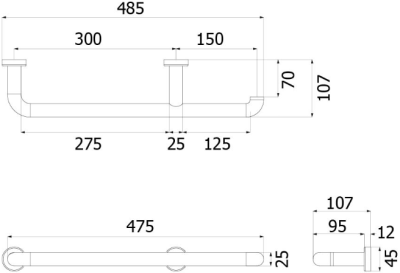  FBVHK-L108ES ราวทรงตัว OD 25 mm. พร้อมที่ใส่กระดาษชำระ รุ่น KLEEN