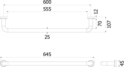 FBVHK-L101AS ราวแขวนผ้ายาว 600 MM. OD 25 มม. รุ่น KLEEN