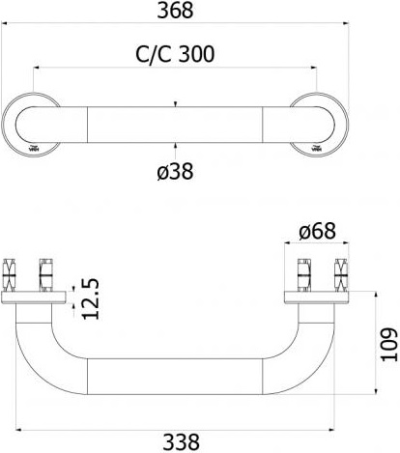 FBVHC-T790GS ราวทรงตัวสแตนเลส เส้นผ่านศูนย์กลาง38มม.ขนาด300มม.