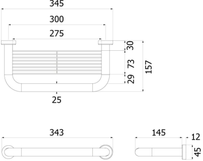 FBVHK-L106AS ชั้นวางของพร้อมราวทรงตัว OD 25 มม. รุ่น KLEEN